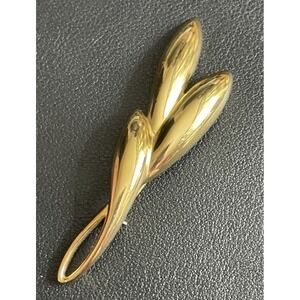 Vintage TRIFARI Brooch Polished Gold Tone Leaves Pin 80s 90s Large 3" Jewelry